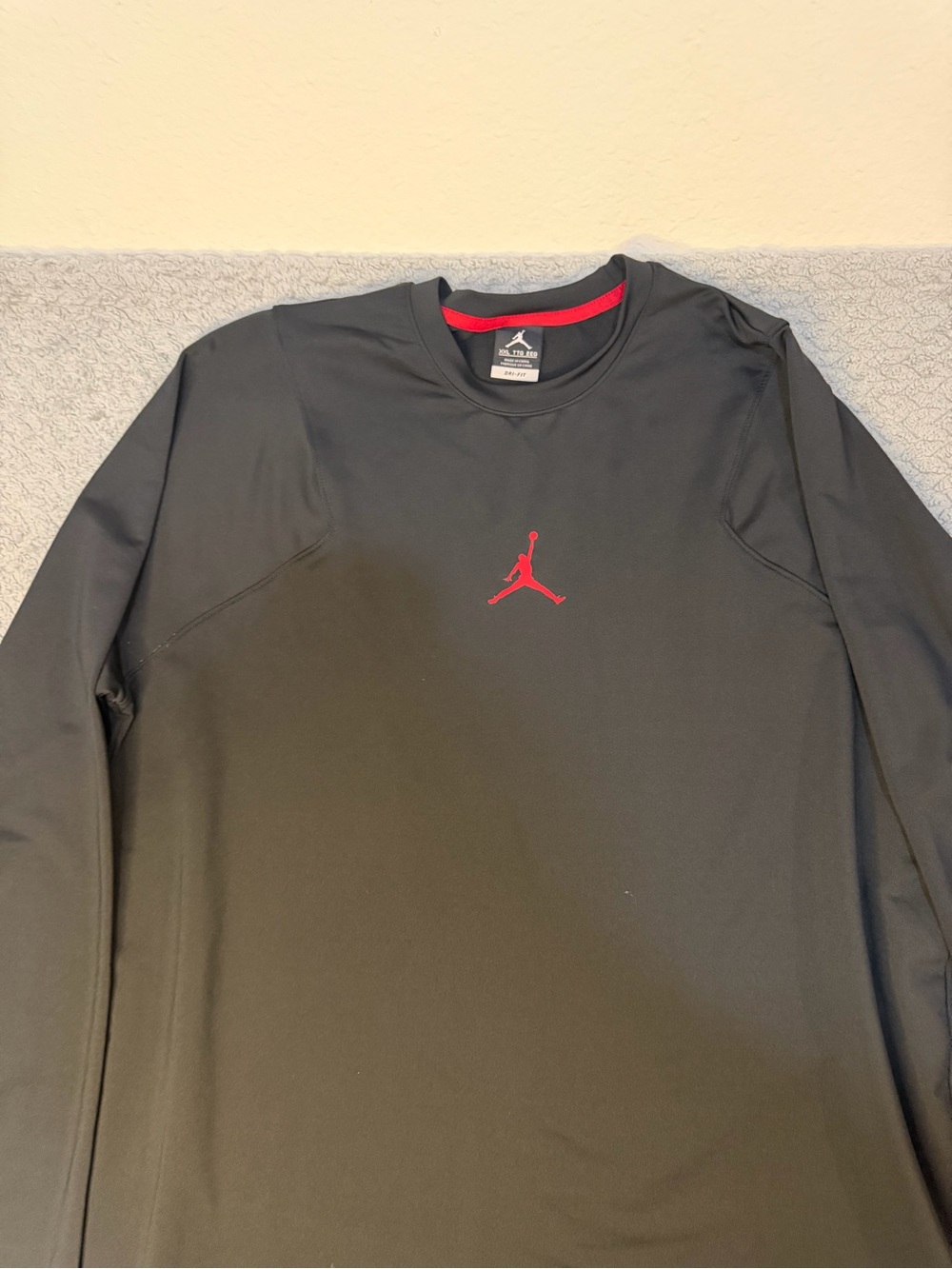 Jordan Black Long-Sleeve Crew with Red Jumpman Patrick Ewing